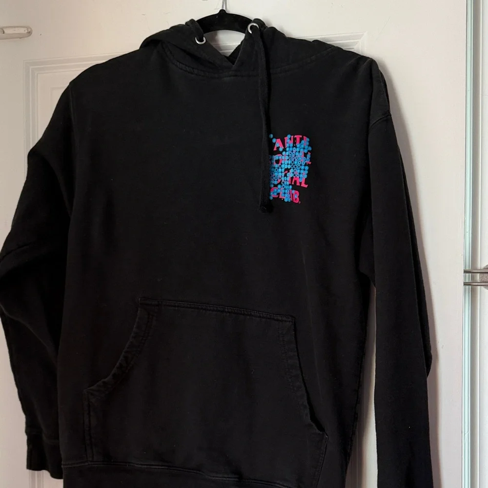 Anti Social Social Club Black Hoodie with Blue and Pink Graphic